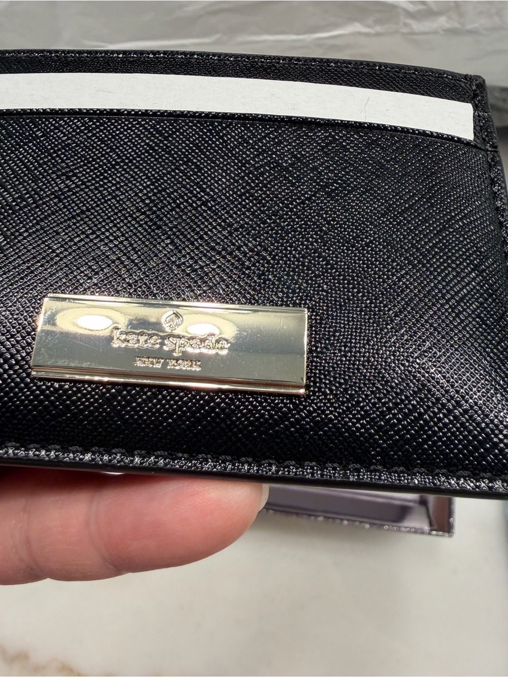 kate spade Black Saffiano Card Case with Metal Plaque - Picture 2 of 5